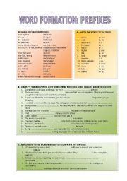 English Worksheet: WORD FORMATION: PREFIXES