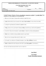 English Worksheet: Purpose Clauses