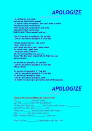 English worksheet: Apologize