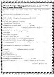 English Worksheet: Song 
