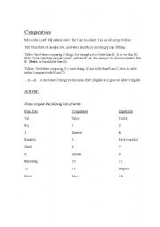 English worksheet: Realistic Comparatives