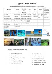 English Worksheet: OUTDOOR ACTIVITIES