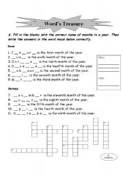 English Worksheet: months