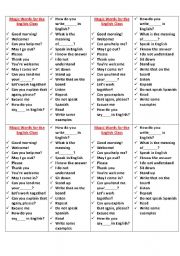 English Worksheet: Classroom language