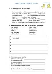 English worksheet: Past simple ( regular verbs)