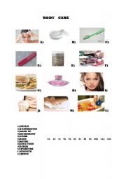 English worksheet: bodycare products