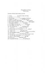 English Worksheet: Preposition of place