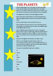 English Worksheet: The Planets