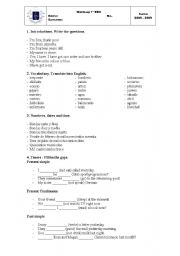 English Worksheet: Warm up for 1 ESO