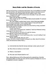 English Worksheet: harry potter and the chamber of secrets