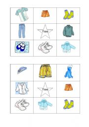 Bingo Cards (Clothes)