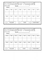 English Worksheet: Behaviour passport