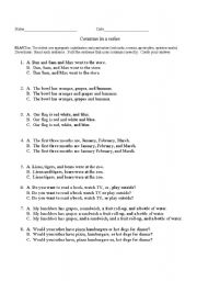 English worksheet: Using Commas in a Series