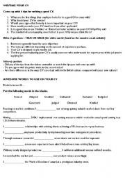 English Worksheet: CV Business conversation (based on monster.co.uk CV tips section)