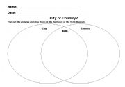 English worksheet: Compare and Contrast - City or Country?