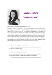 English Worksheet: song by Norah Jones - Turn me on
