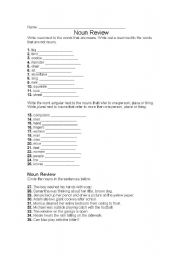 English worksheet: Noun Review