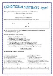 English Worksheet: Conditional Sentences - type 1