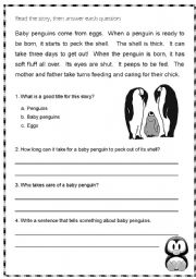 Baby penguins story comprehension