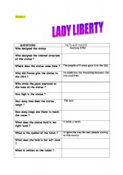 English worksheet: pair work about the Statue of Liberty