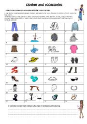 English Worksheet: clothes and accessories