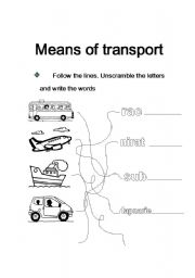 English Worksheet: means of transport 