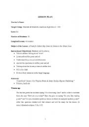 English worksheet: lesson plan-21- a poem