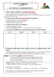 English Worksheet: Methods : How to improve my written comprehension- two pages