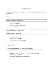 English Worksheet: Question tags + short answers