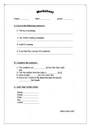 English Worksheet: present progressive