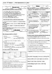 FIRST IMPRESSIONS  CONSALIDATION TASKS COLLOCATIONS PHRASAL VERBS  BAC SCIENTIFIC BRANCHES 