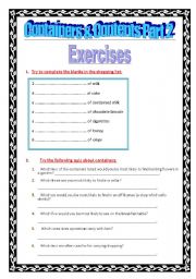 English Worksheet: Containers & Contents Part 2