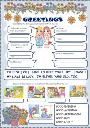 English Worksheet: GREETINGS