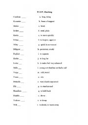 English worksheet: WOW (Word of the Week) Words Matching wksht