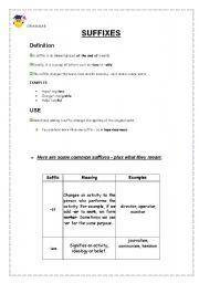 English Worksheet: Suffixes