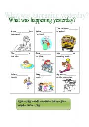 English worksheet: was / were +ing