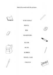 English Worksheet: school things