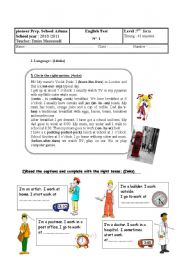 English Worksheet: end of term english test number one