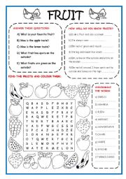 English Worksheet: FRUIT