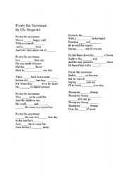 English Worksheet: Frosty the Snowman Cloze Gap