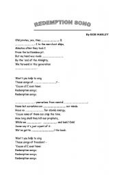 English worksheet: redemtion song 
