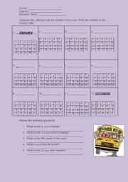 English Worksheet: MONTHS OF THE YEAR. 