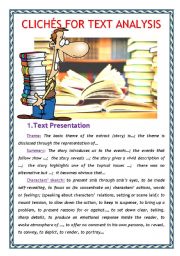 English Worksheet: Cliches for Text Analysis 