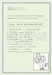 English Worksheet: Possessive pronouns, possessive adjectives.