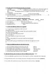 English Worksheet: a worksheet