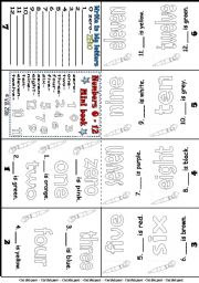 English Worksheet: Mini Book - NUMBERS 0-12 ( beginners)