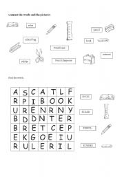 English Worksheet: School Things