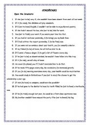 English Worksheet: Conditionals 1, 2, 3