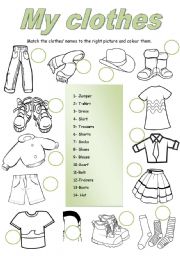 English Worksheet: My clothes