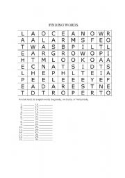 English worksheet: FINDING WORDS